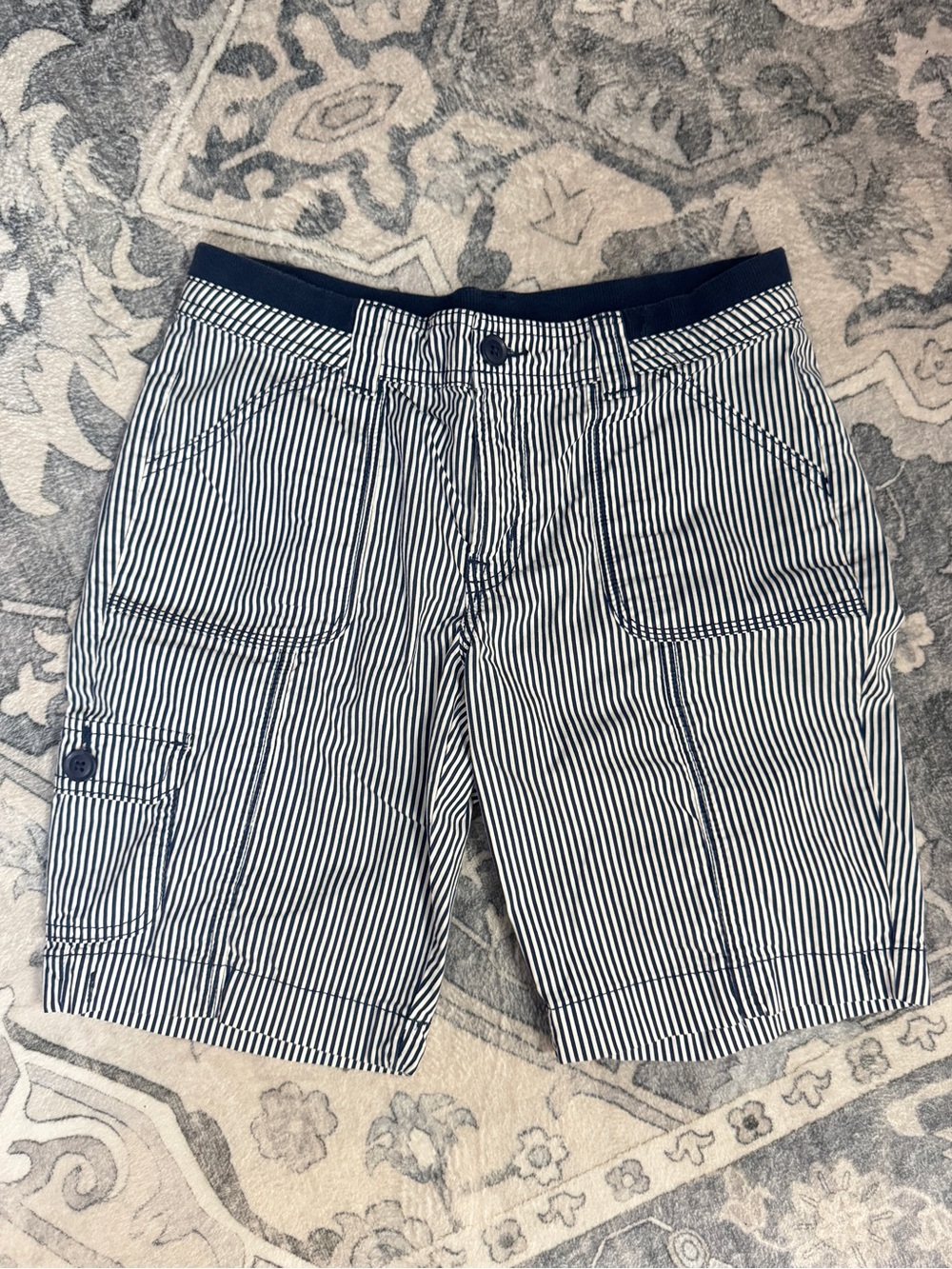 St. John's Bay Navy and White Striped Cargo Shorts